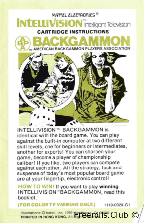 BOOK - 1979 - Intellivision Backgammon by Mattel Electronics